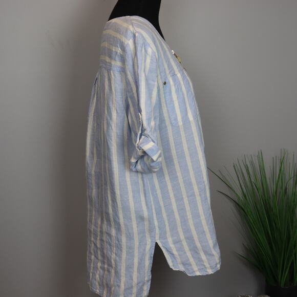 Ellen Tracy Linen Top with 1/4 zip and pockets size L - Picture 2 of 6